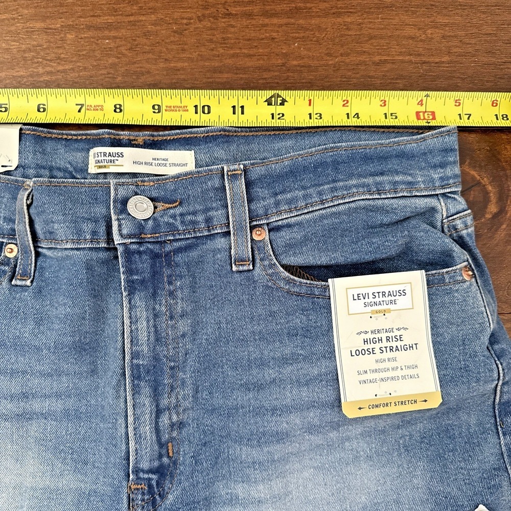 Levi Strauss Signature Gold High Rise Loose Straight Jeans Women Size 14 W32 - Picture 4 of 10